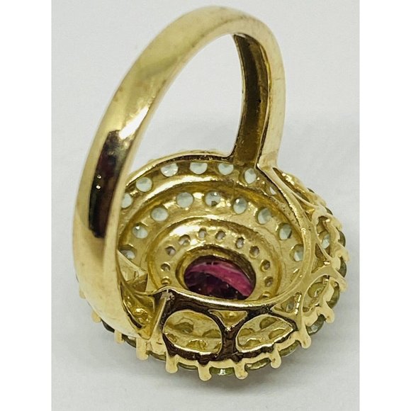 Stunning Multi Stone Diamond 14 K Gold Oval Design Sz 7 Ring THL SAMUEL AARON - Picture 4 of 6